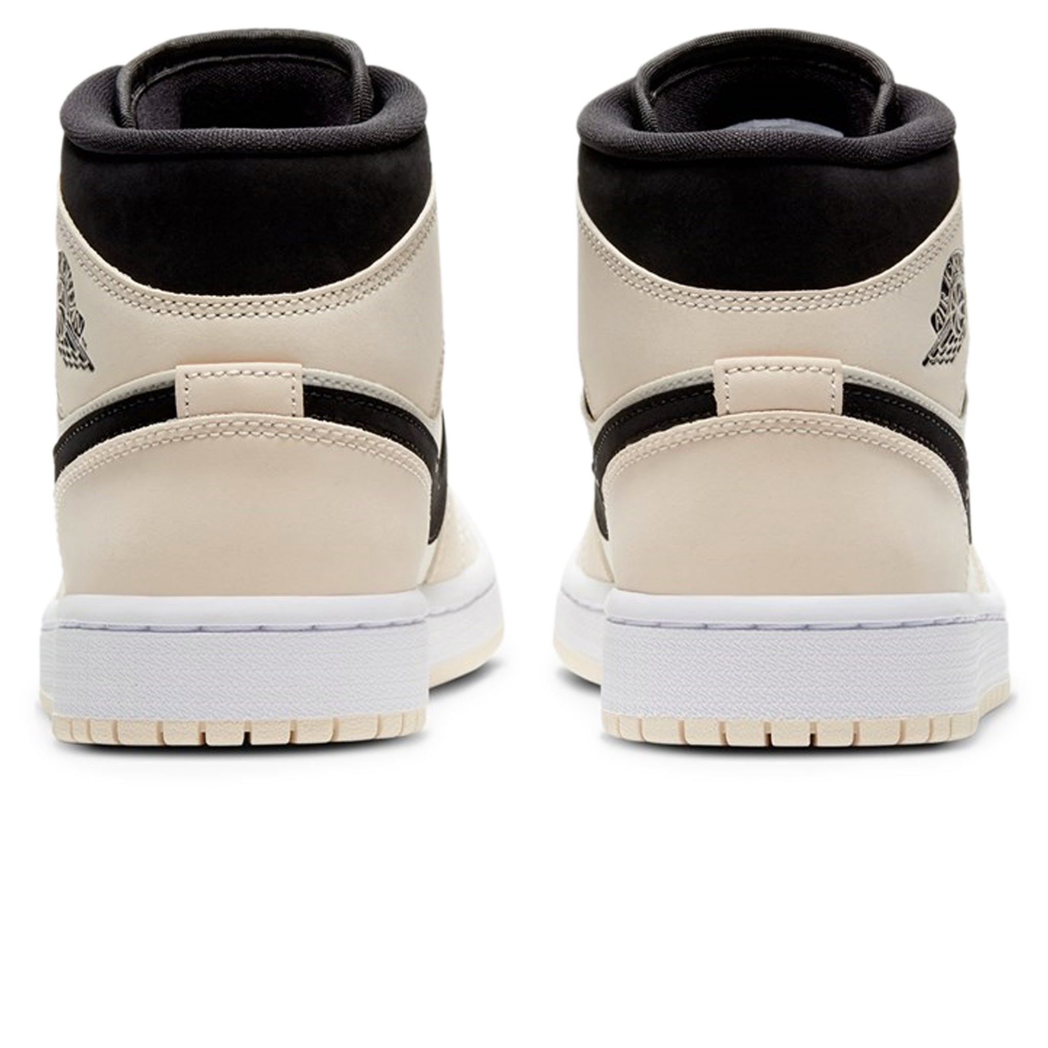 Heel view of Air Jordan 1 Mid Barely Orange (W) BQ6472-800